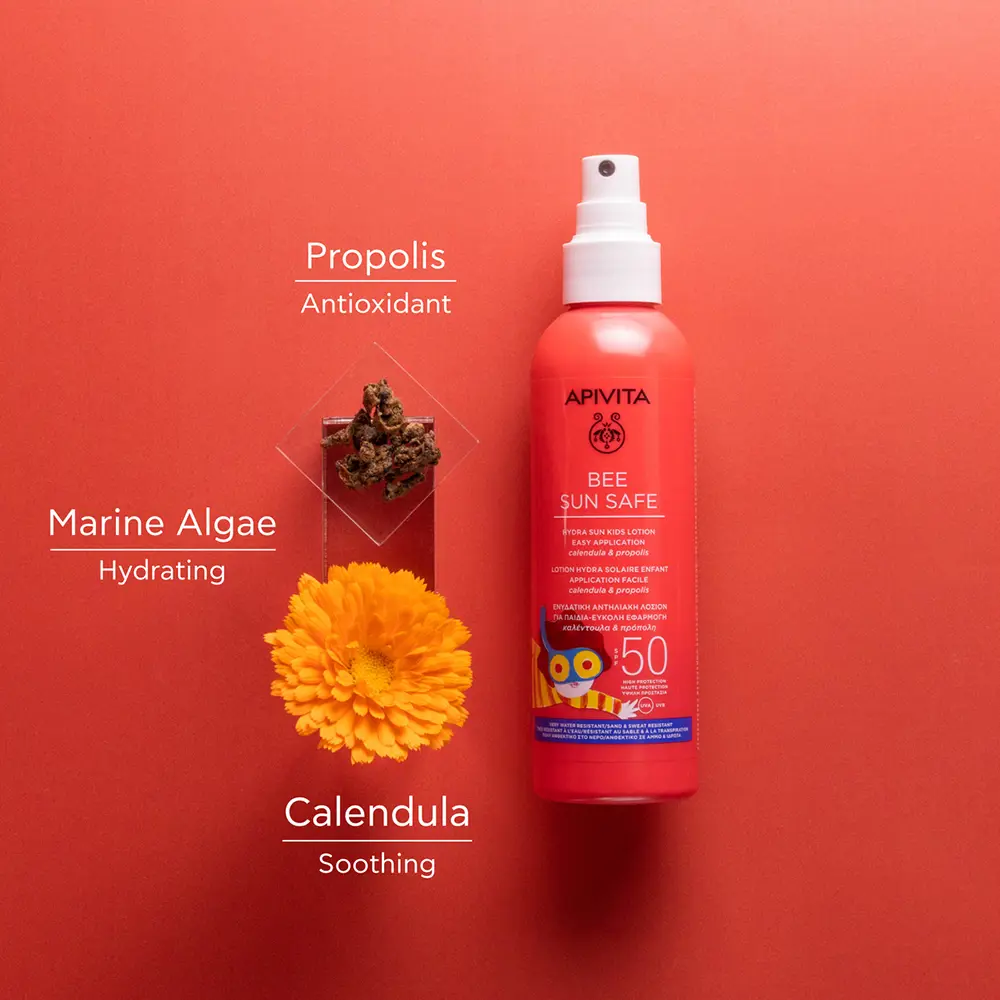 Солнцезащитный крем Bee Sun Safe Hydra Sun Loción Spray Para Niños Spf 50 Apivita, 200 мл — фото 3