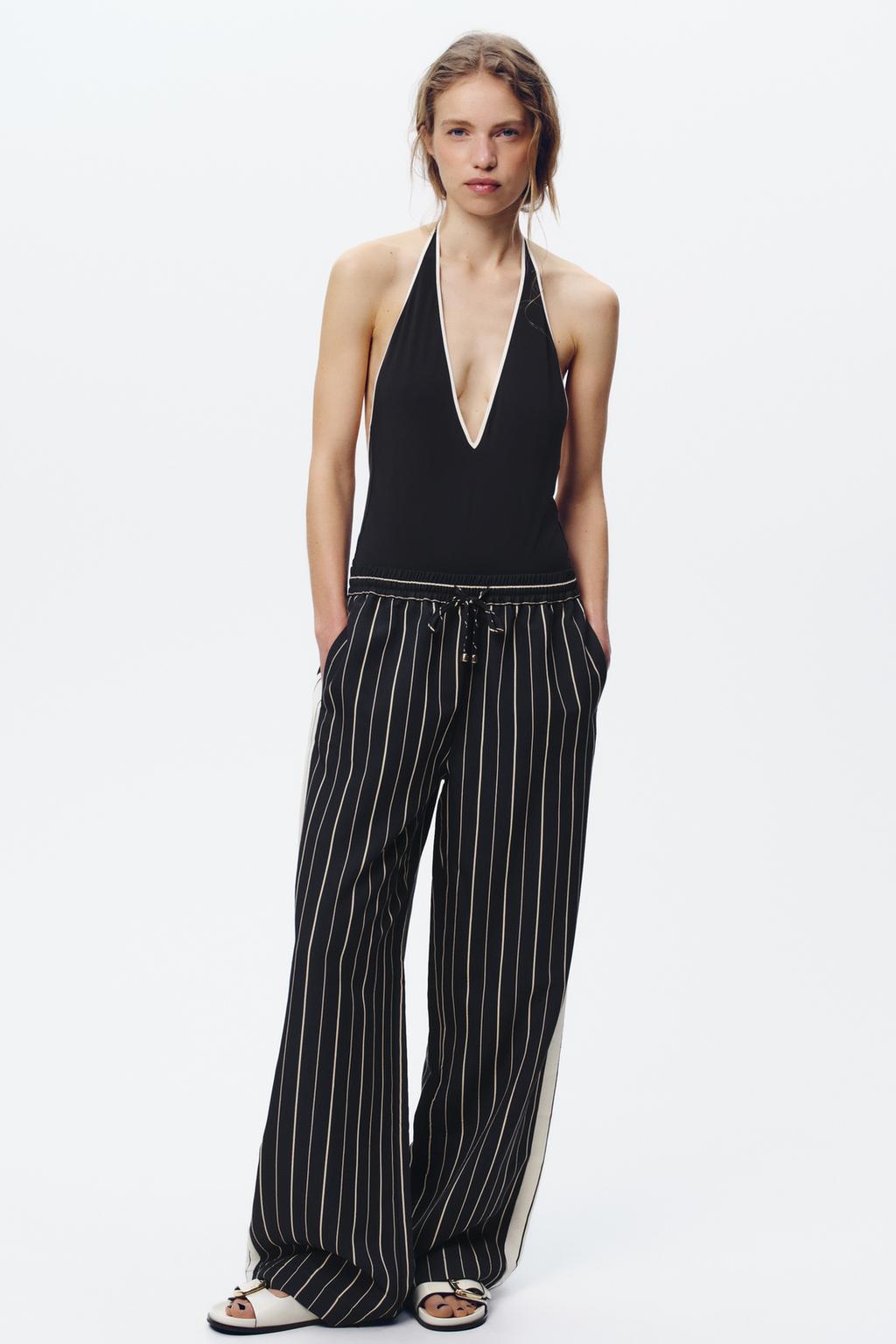 

Брюки палаццо в полоску ZARA, цвет striped