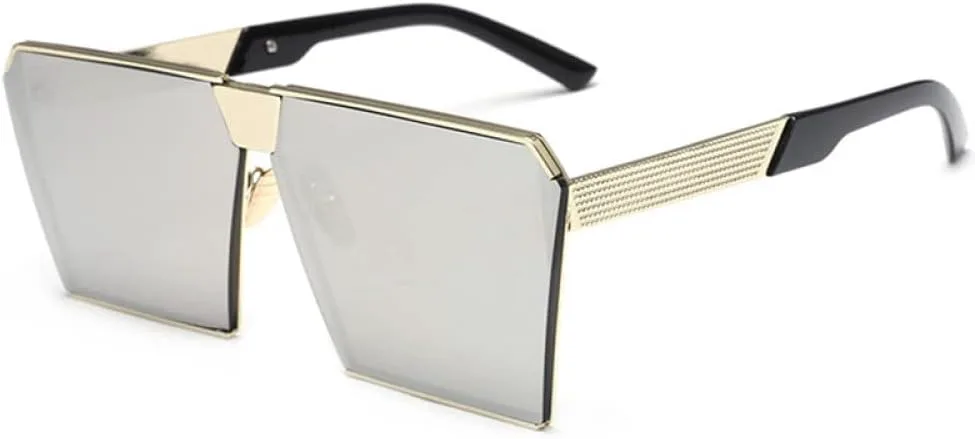 

Крупные солнцезащитные очки в металлической оправе для женщин, зеркальные солнцезащитные очки для мужчин, солнцезащитные очки UV400 в большой оправе XLUMIO, 4