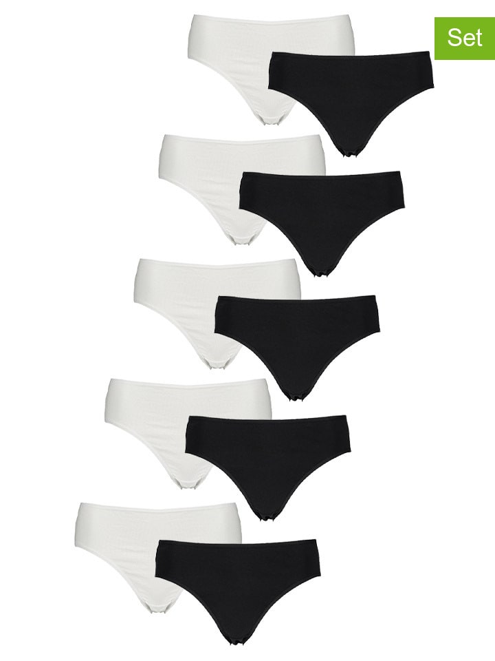 

PETITE FLEUR Комплект из 10 трусов белого/черного цвета