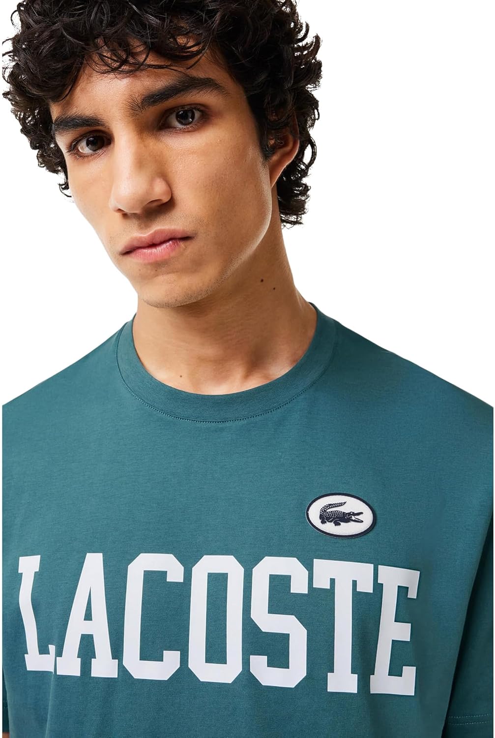 Мужская футболка Lacoste с коротким рукавом, классического кроя, с крупной надписью Lacoste., Hydro — фото 3
