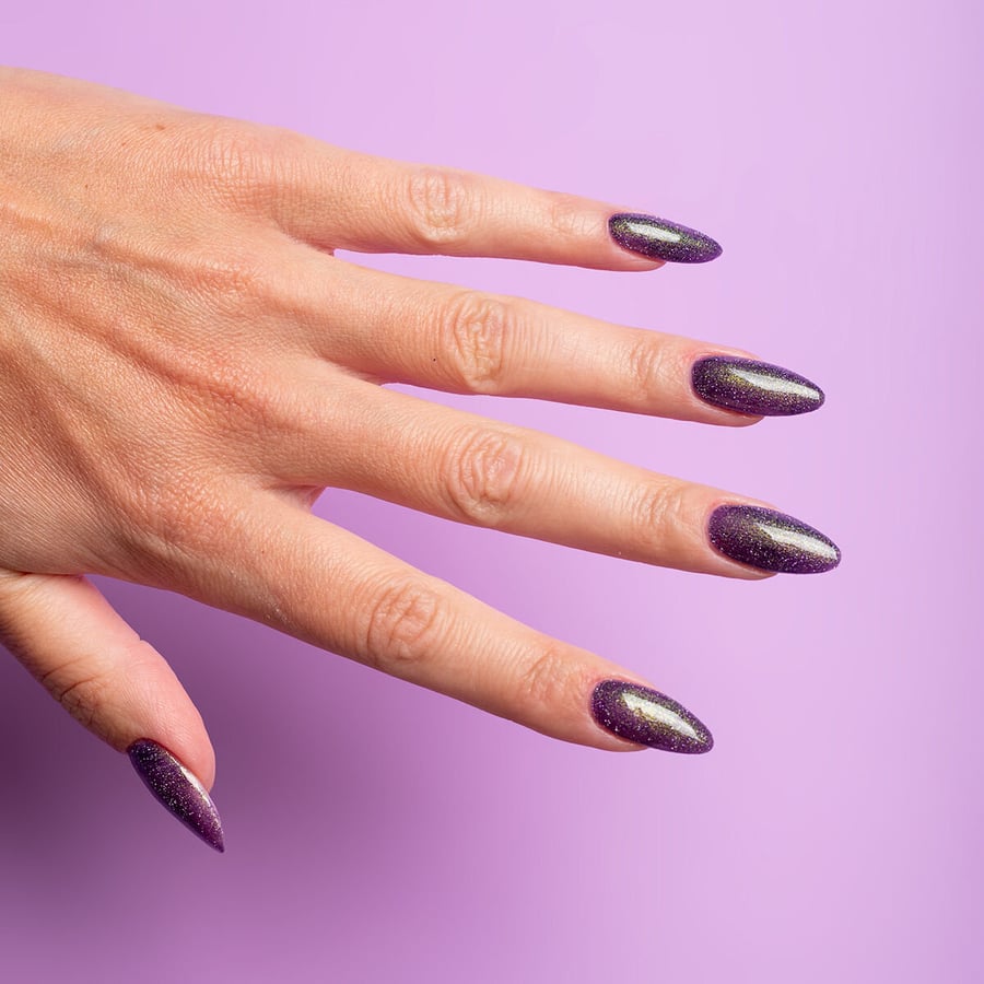 Гибридный лак для ногтей с частицами Cyber Violet #825 Semilac 7 мл — фото 2