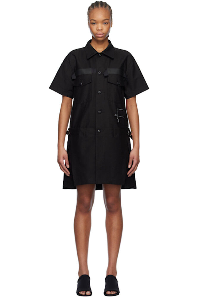 

Черное мини-платье из хлопкового атласа WTAPS Edition sacai