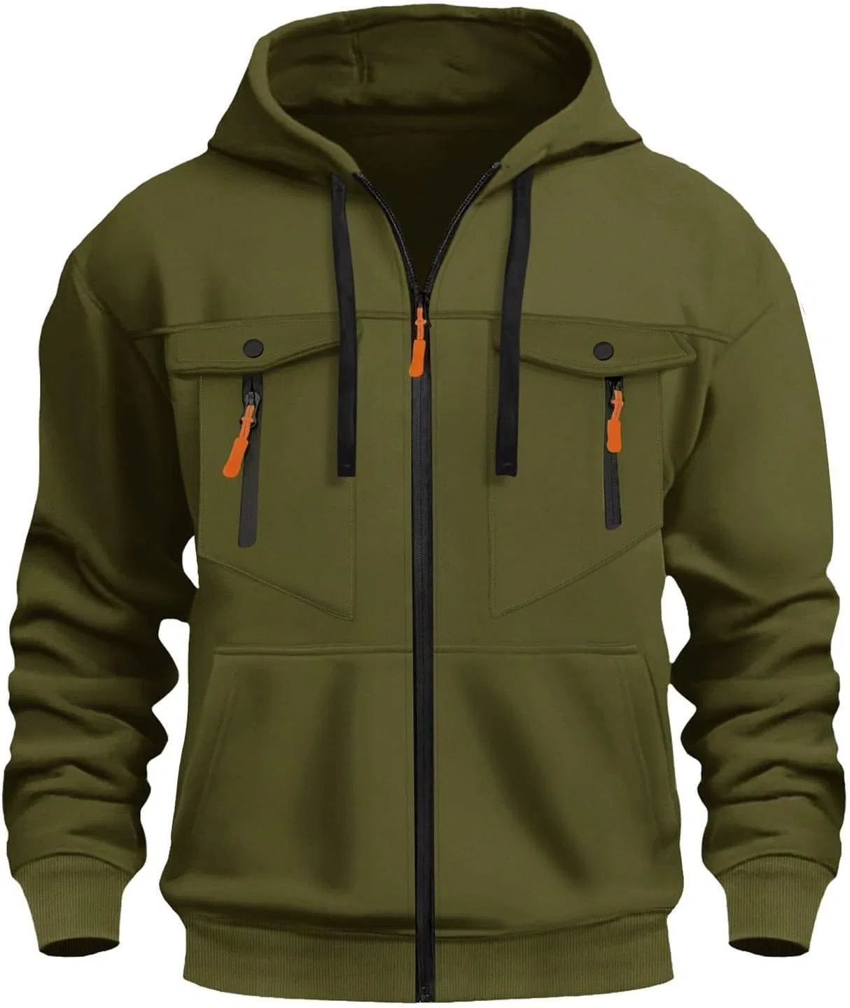 Флисовая кофта с капюшоном, тактический дизайн, мужская, Army Green