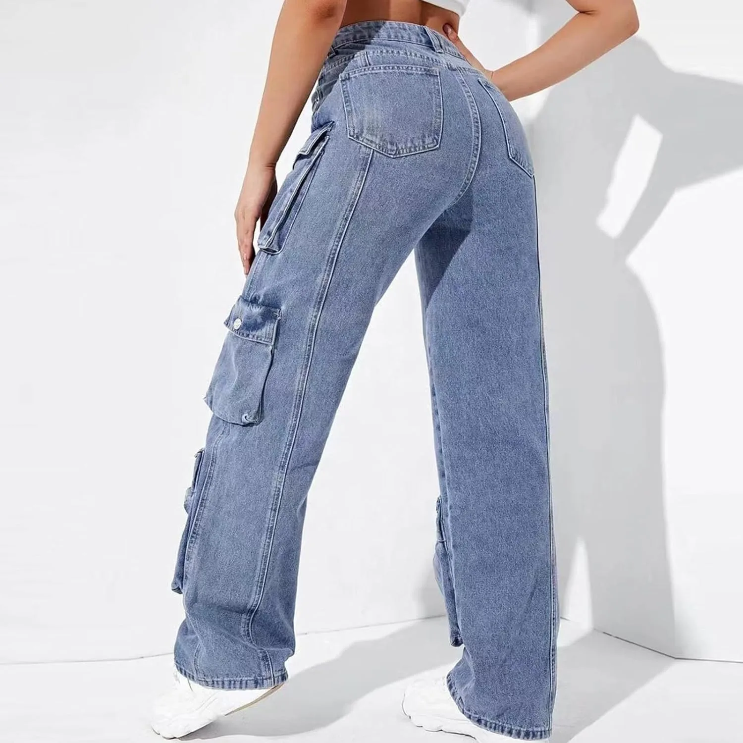 Модные широкие джинсы для женщин high waisted — фото 4