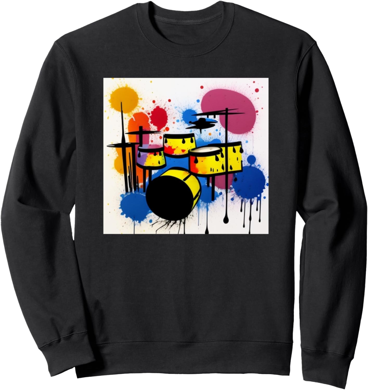 

Толстовка с силуэтом барабанщика в разноцветном исполнении Drums Music Art Men Women Kids Boys | Girls Gift