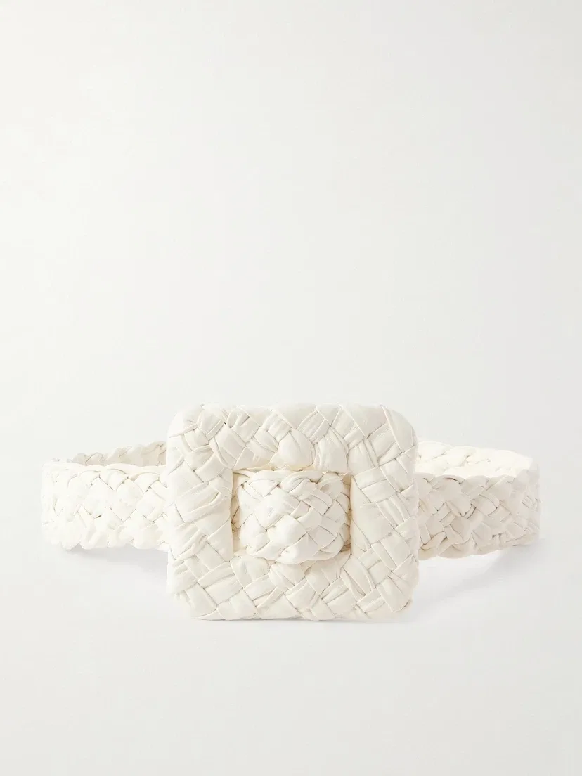 Кожаный ремень Foulard intrecciato BOTTEGA VENETA, белый