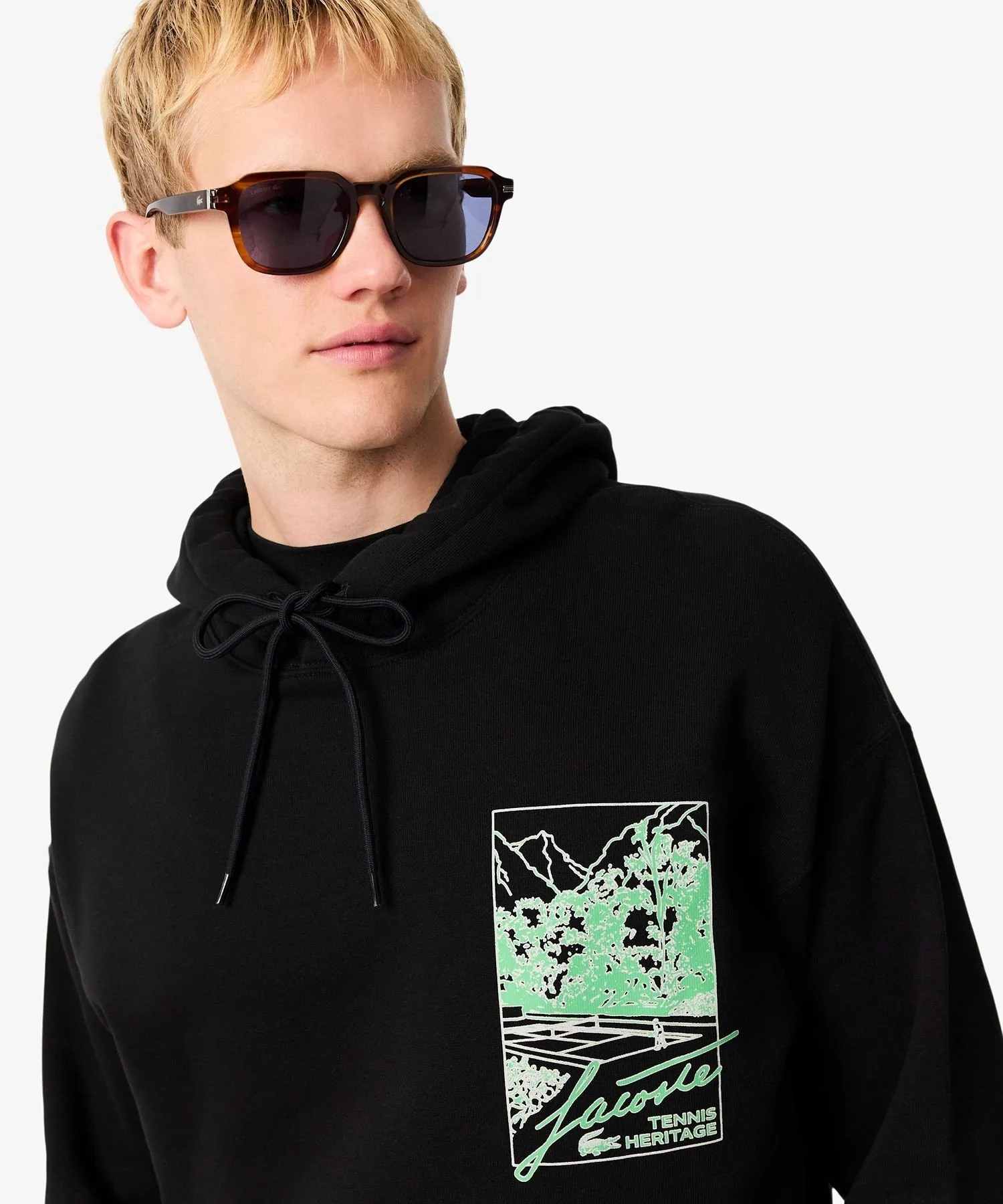 Худи с принтом «Теннисное наследие» LACOSTE, Black — фото 3