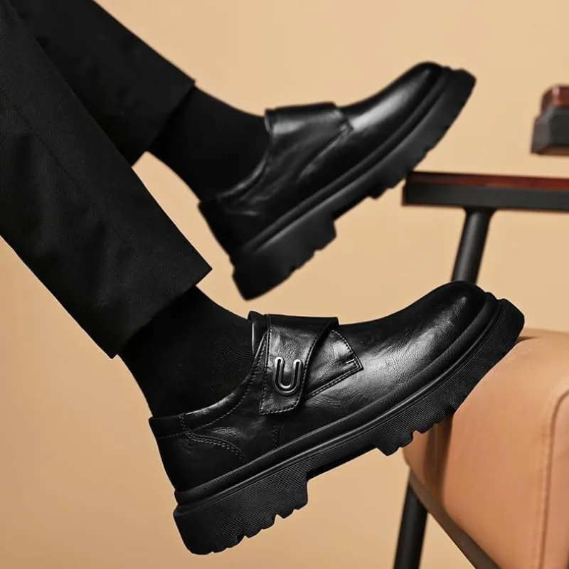 Men's Casual Leather Shoes - Comfortable for Daily use, Commuting, Outdoor Activities, and Gatherings Fusecottc, черный — фото 4