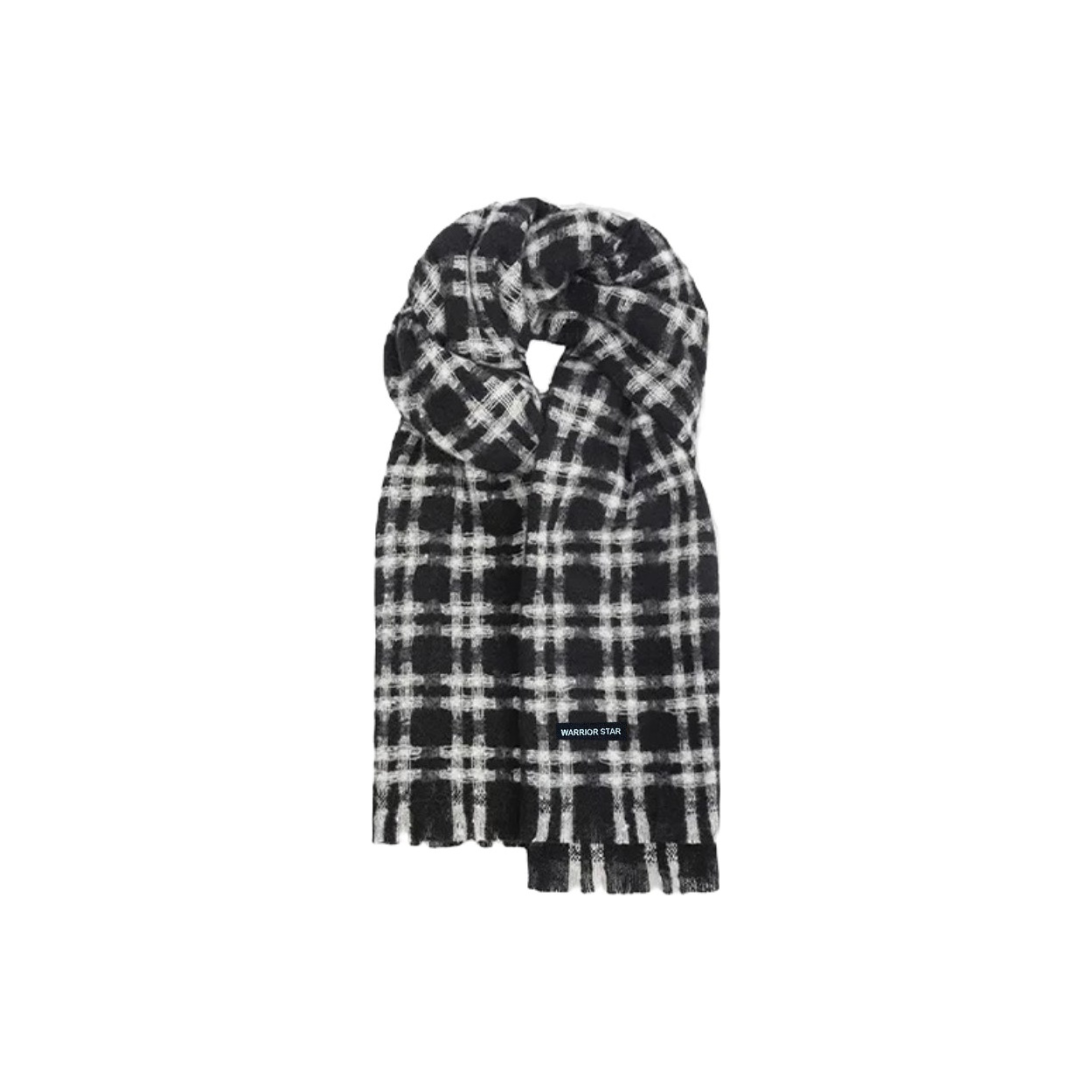 

Шарф из полиэстера Unisex WARRIOR, effortless черный белый plaid