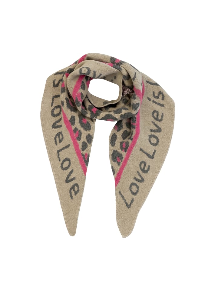 

Шарф Любовный треугольник с изображением животных, эластичная вязка, леопардовый узор, коричневый цвет Faera