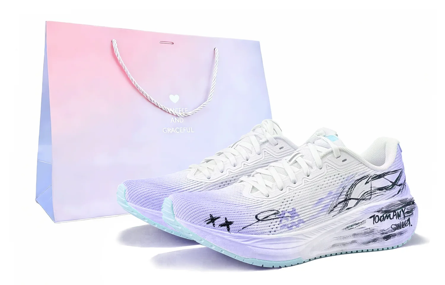Li-Ning Wuyue Cushioning Abrasion Resistant Slip Resistant низкие кроссовки для бега мужские белые фиолетовые