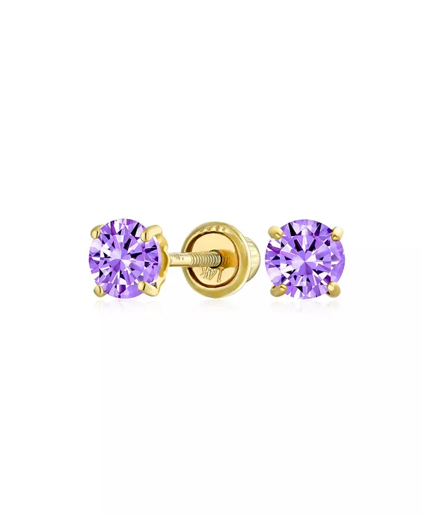 

Миниатюрная серьга-гвоздик с кубическим цирконием, 4-зубцовая спираль для пирсинга хряща мочки уха, круглая, слитная, из 14-каратного золота, с винтовой застежкой 3 мм 4 мм Bling Jewelry, lavender