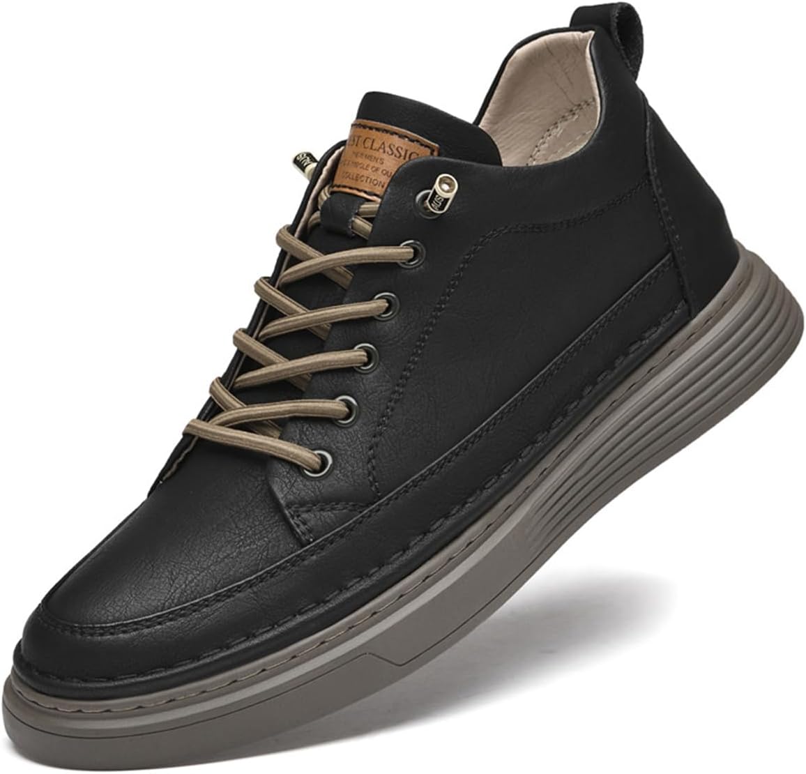 

Мужские лифтовочные кроссовки PURCHAWEE для увеличения роста, невидимые кроссовки для увеличения роста, кожаные повседневные обувь, черный