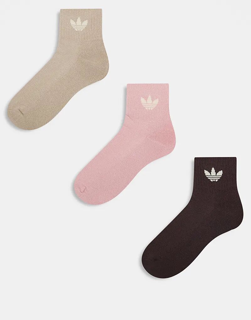 

Носки adidas Originals adicolor Trefoil, 3 Пары, коричневый и розовый