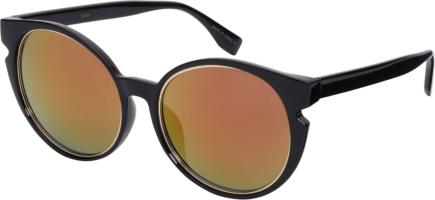 

Женские стильные круглые солнцезащитные очки Edge I-Wear в форме «кошачий глаз» с цветными зеркальными линзами 32134-REV-2 (черные линзы с водоотталкивающим покрытием) EDGEIWEAR