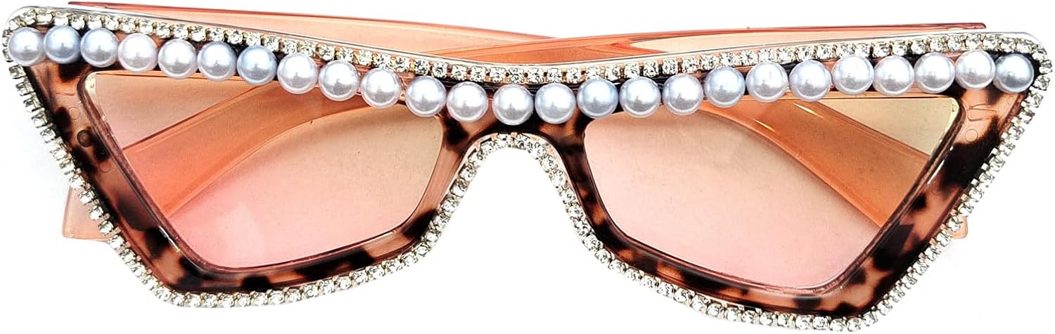 

COTIA Модные солнцезащитные очки «кошачий глаз» с жемчугом и бриллиантами для женщин, ретро-стиль, узкие очки «кошачий глаз» со стразами, треугольные солнцезащитные очки в винтажном стиле, Leopard