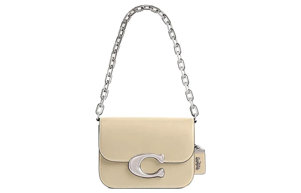 

IDOL Кожаная Сумка-почтальон из Коровьей Кожи Одноплечевая Сумка Маленького Размера Женская Цвет Экрю COACH