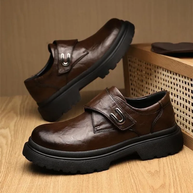 Men's Casual Leather Shoes - Comfortable for Daily use, Commuting, Outdoor Activities, and Gatherings Fusecottc, коричневый — фото 2