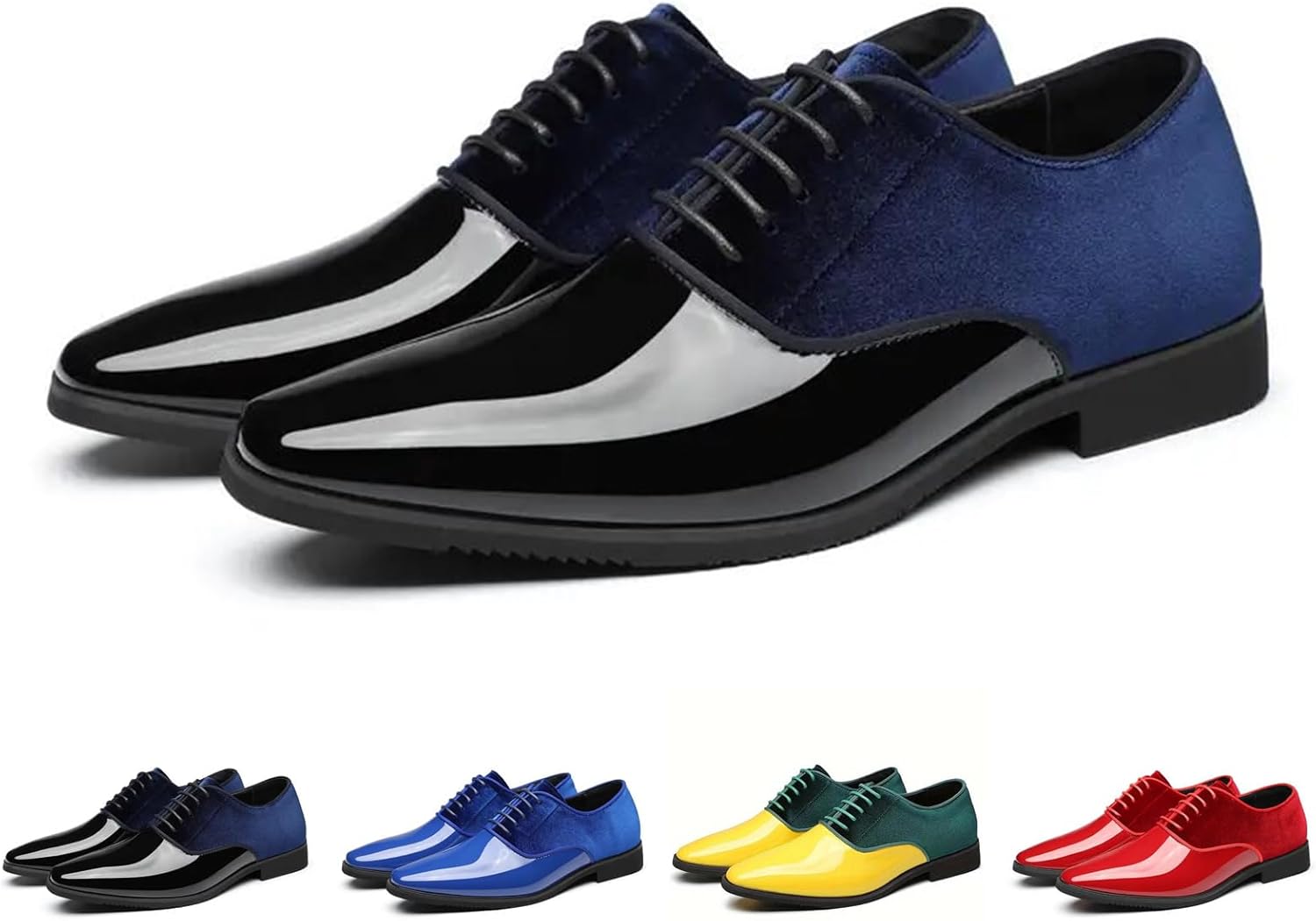 

Мужские туфли-оксфорды из лакированной кожи с бархатной отделкой, классические винтажные с глянцевым носком, шнуровкой и низким верхом, для бизнеса, выпускного, свадьбы и официальных мероприятий Oxneuhg, черный