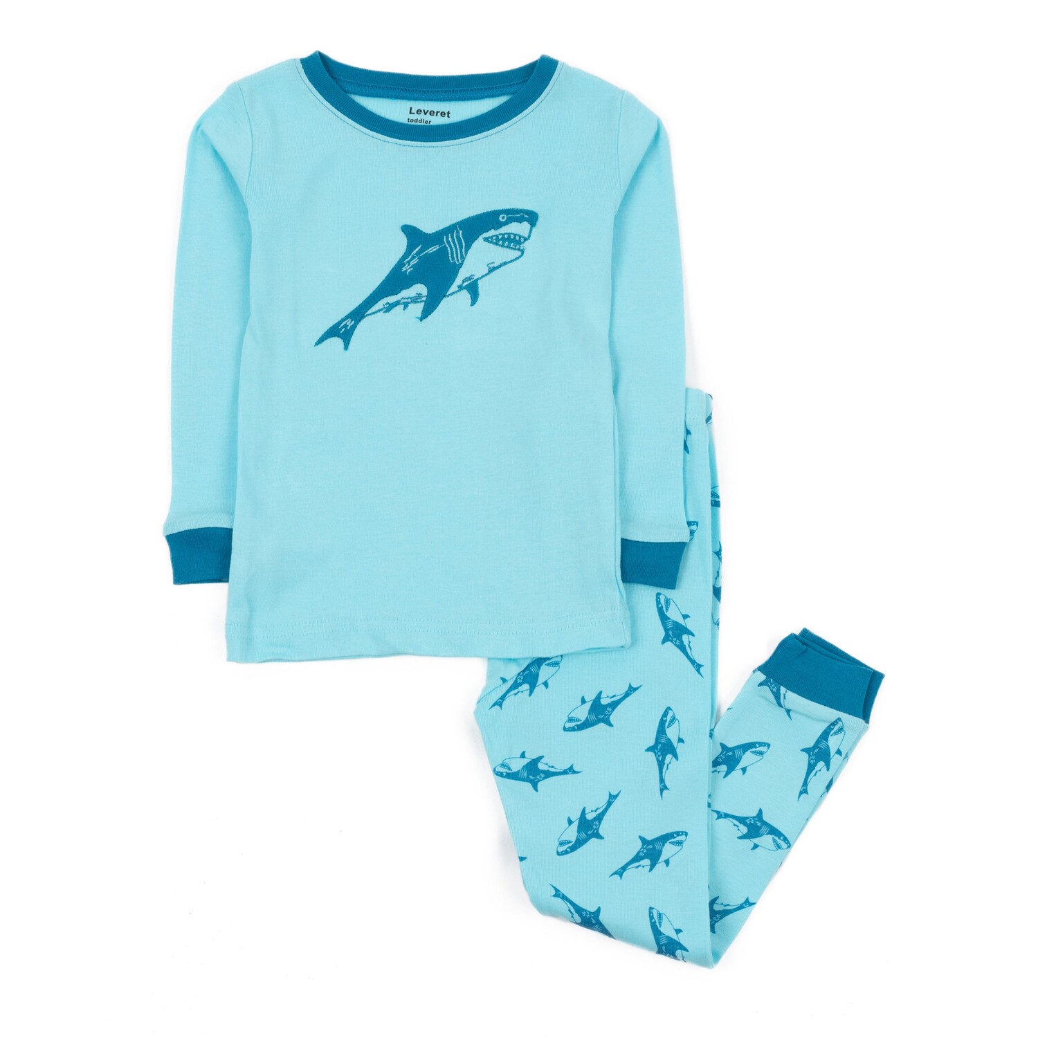 

Детские хлопковые пижамы из двух предметов Sharks Leveret, цвет Sharks Royal Blue