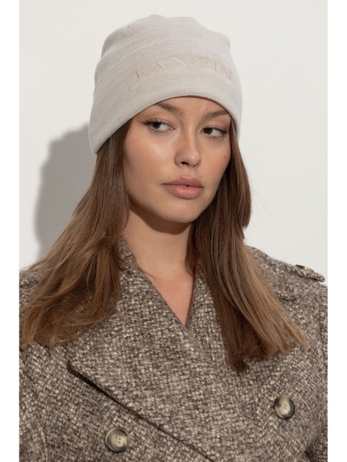 

Lanvin шерстяная шапка с вышитым логотипом, нейтральный цвет