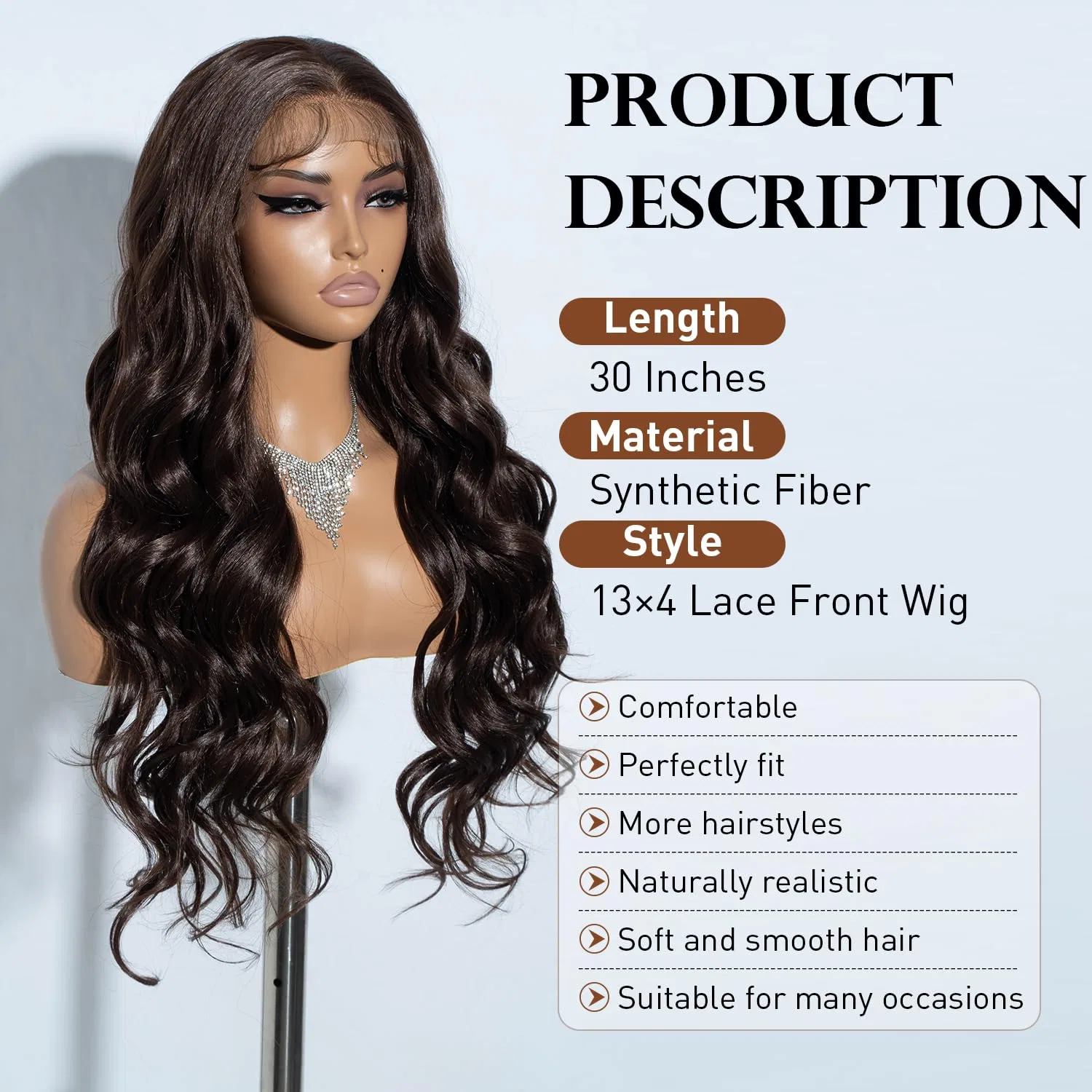 Женский парик «Body Wave» с кружевной передней частью от Joedir Joedir, Brown138 — фото 2