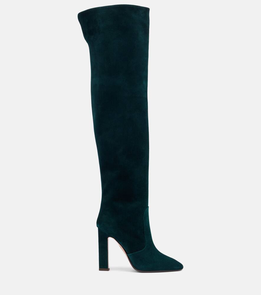Ботинки Joplin 105 до колена из замши Aquazzura, English Green — фото 4
