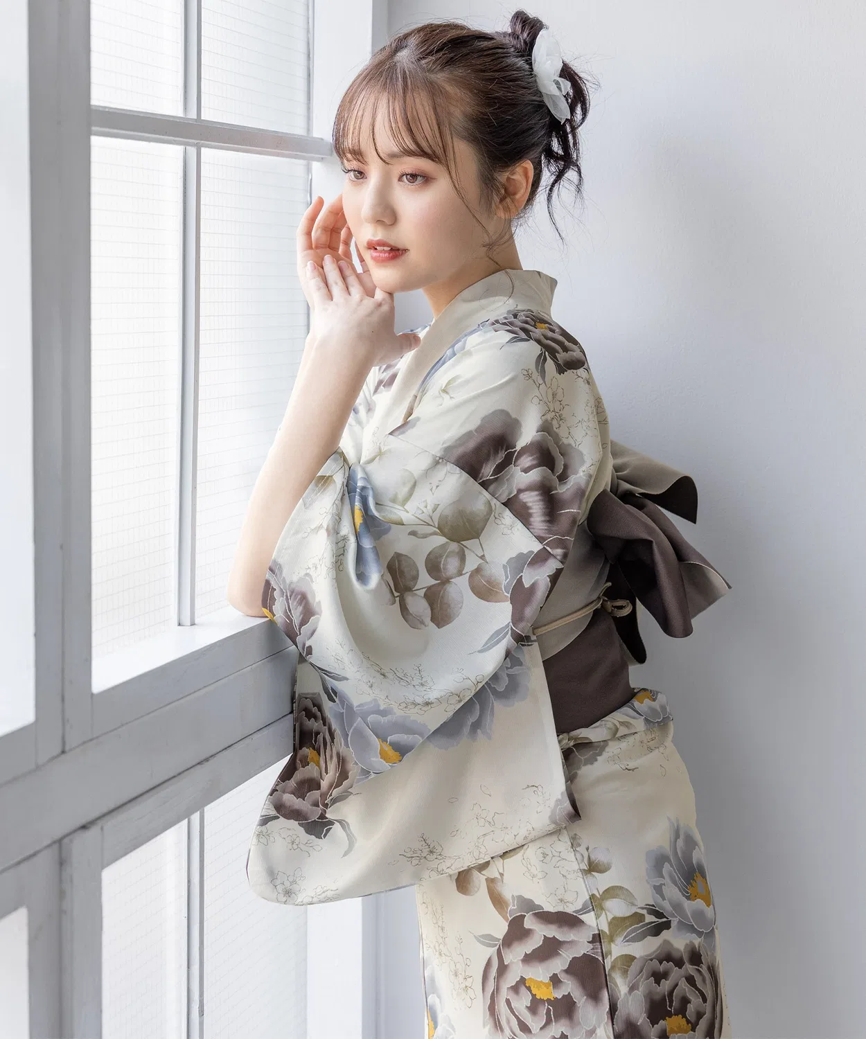 Двухчастное раздельное кимоно Yukata 3 предмета SOUBIEN коричневый
