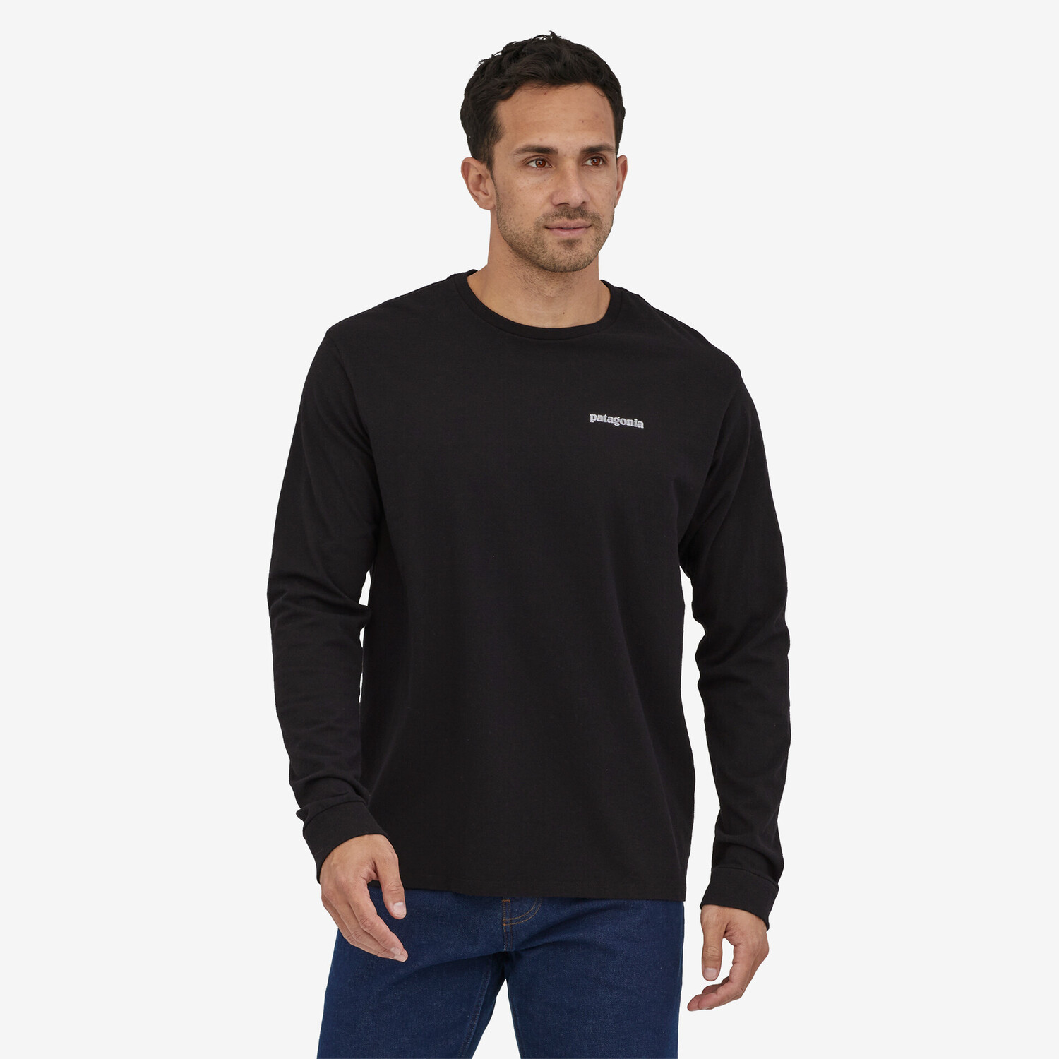 Мужская домашняя футболка Responsibili с длинными рукавами и форелью Patagonia, черный — фото 2
