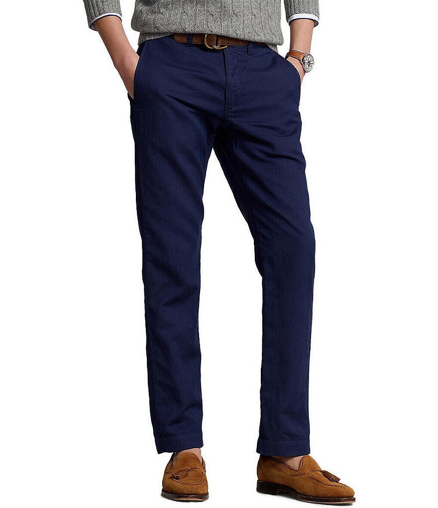 

Брюки классического кроя из смесового льна Polo Ralph Lauren, синий