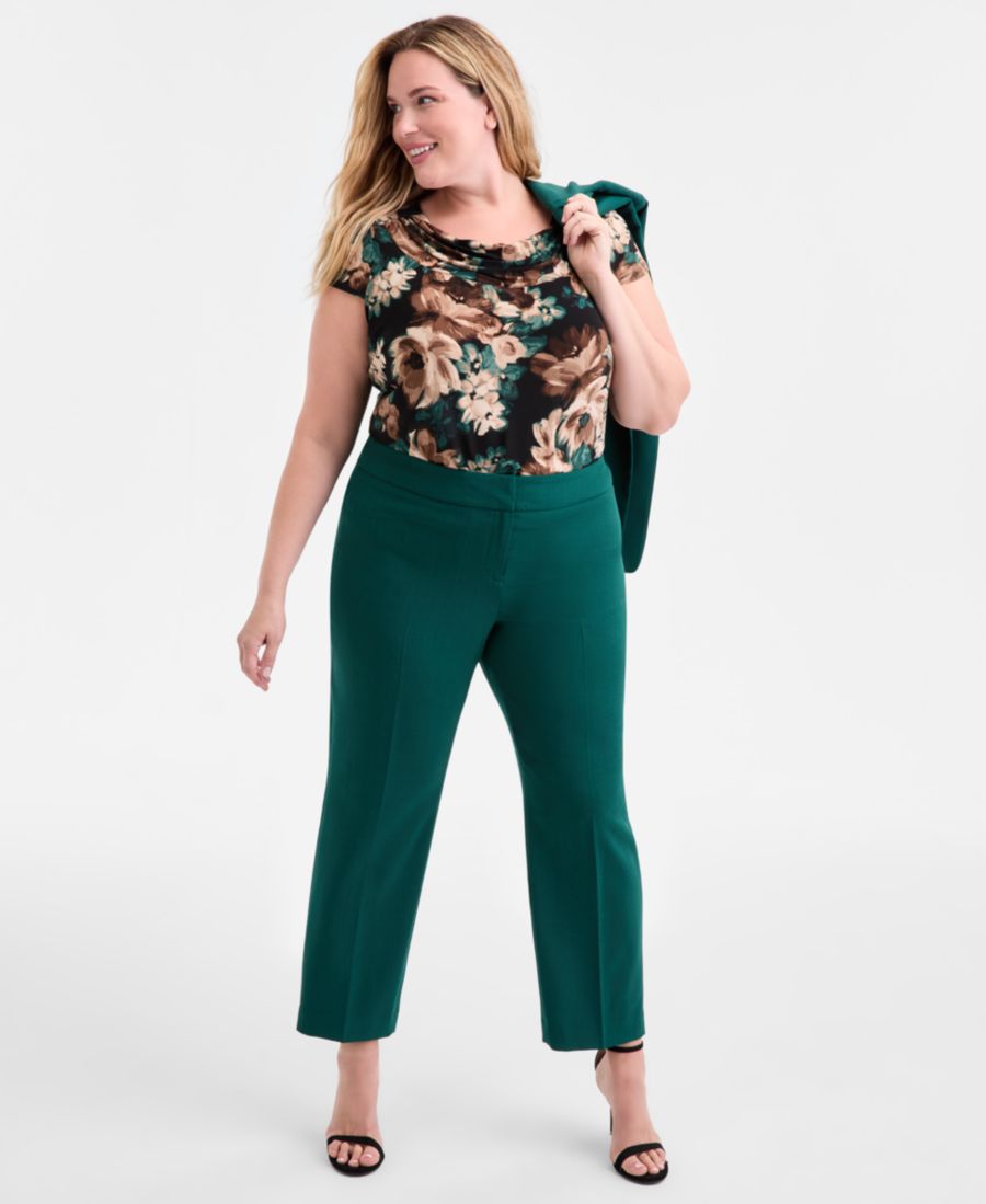 

Брюки прямого кроя средней посадки больших размеров до щиколотки Kasper, Evergreen