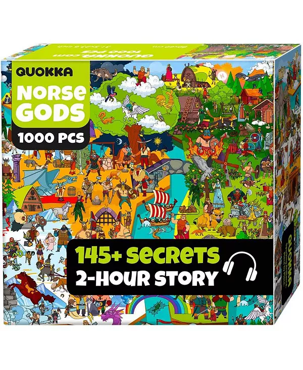 

Пазл для взрослых из 1000 деталей: древние мифы и легенды с секретными заданиями и аудиорассказом Quokka, norse