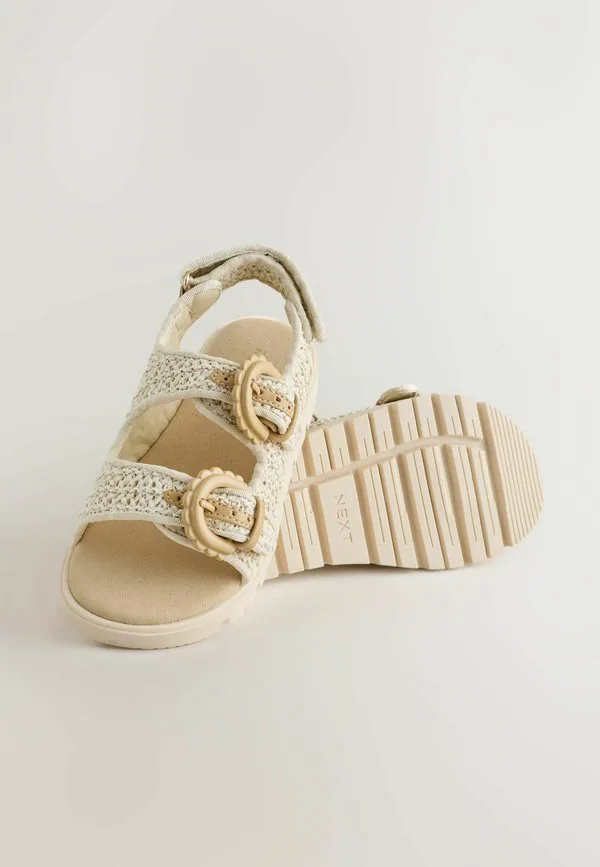 Стандартные сандалии с липучкой и застежкой Next, Neutral Raffia — фото 3