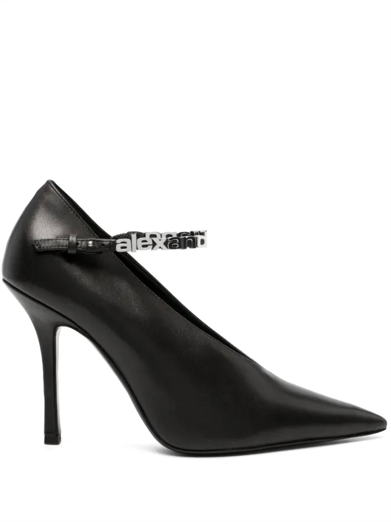 Женские мюли Delphine 105 мм с логотипом в черном цвете Alexander Wang