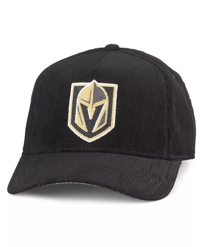 

Мужская черная вельветовая шапка Vegas Golden Knights с цепочным швом и регулируемой застежкой American Needle