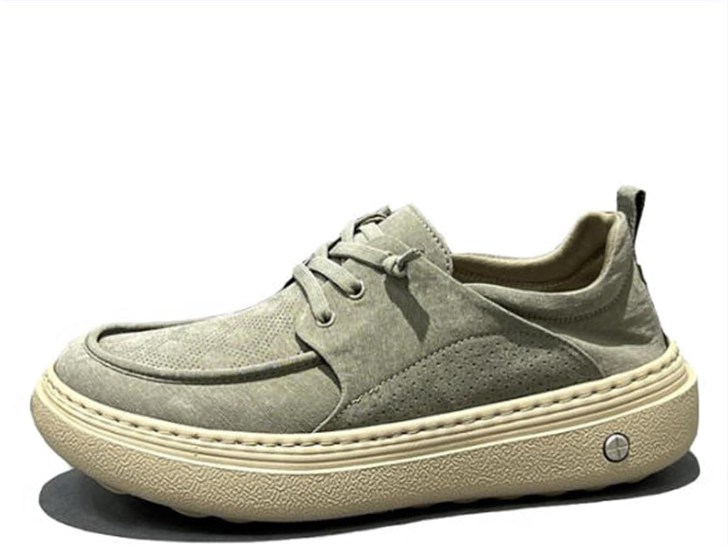 

Мужские кроссовки на шнуровке с прорезями из кожи на платформе, повседневные, удобные, с нескользящей подошвой и амортизирующей стелькой, для скейтбординга, вождения и тенниса Houdbdol, серый