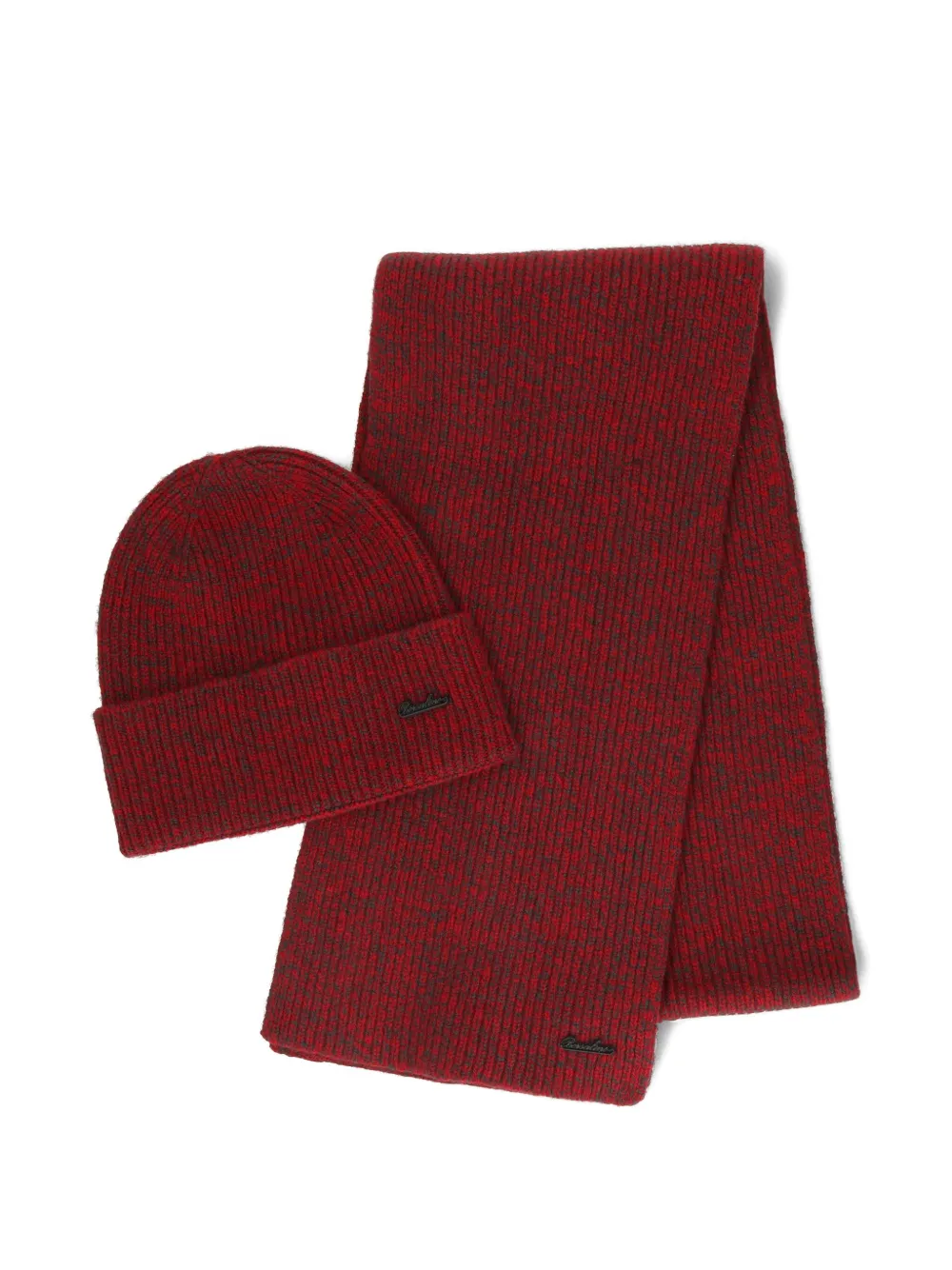 

Комплект из ребристых (вязаных) шапок с логотипом Borsalino, красный