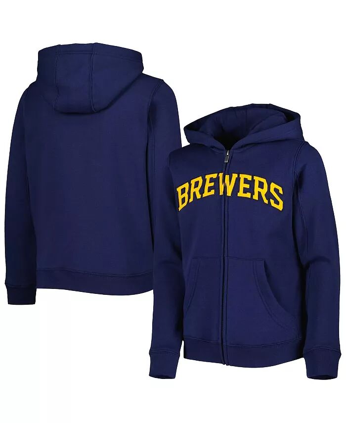 

Толстовка с капюшоном Milwaukee Brewers Wordmark на молнии для больших мальчиков и девочек из флиса Outerstuff