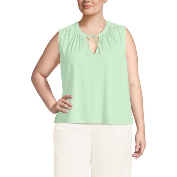 

Футболка-майка с V-образным вырезом oversize Lands' End, цвет icy mint green