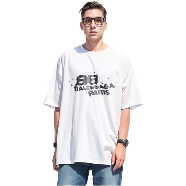 Футболка hand-drawn bb icon t-shirt medium fit 'white black' Balenciaga, белый — фото 4