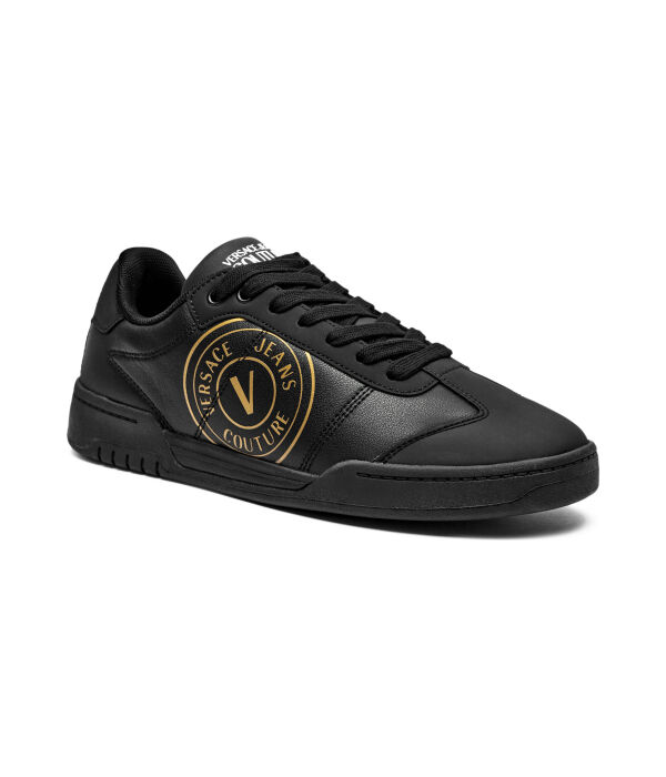 

Кроссовки мужские Versace Jeans Couture кожаные с логотипом бренда, черный