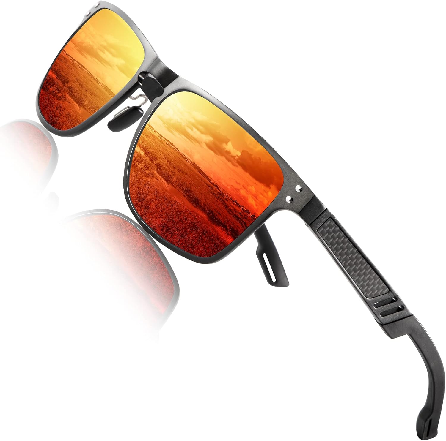 

Поляризованные солнцезащитные очки ANYLUV для мужчин, прямоугольная классическая оправа из алюминия и магния, солнцезащитные очки для мужчин с защитой от УФ-излучения, B08 Reddish Orange/Black