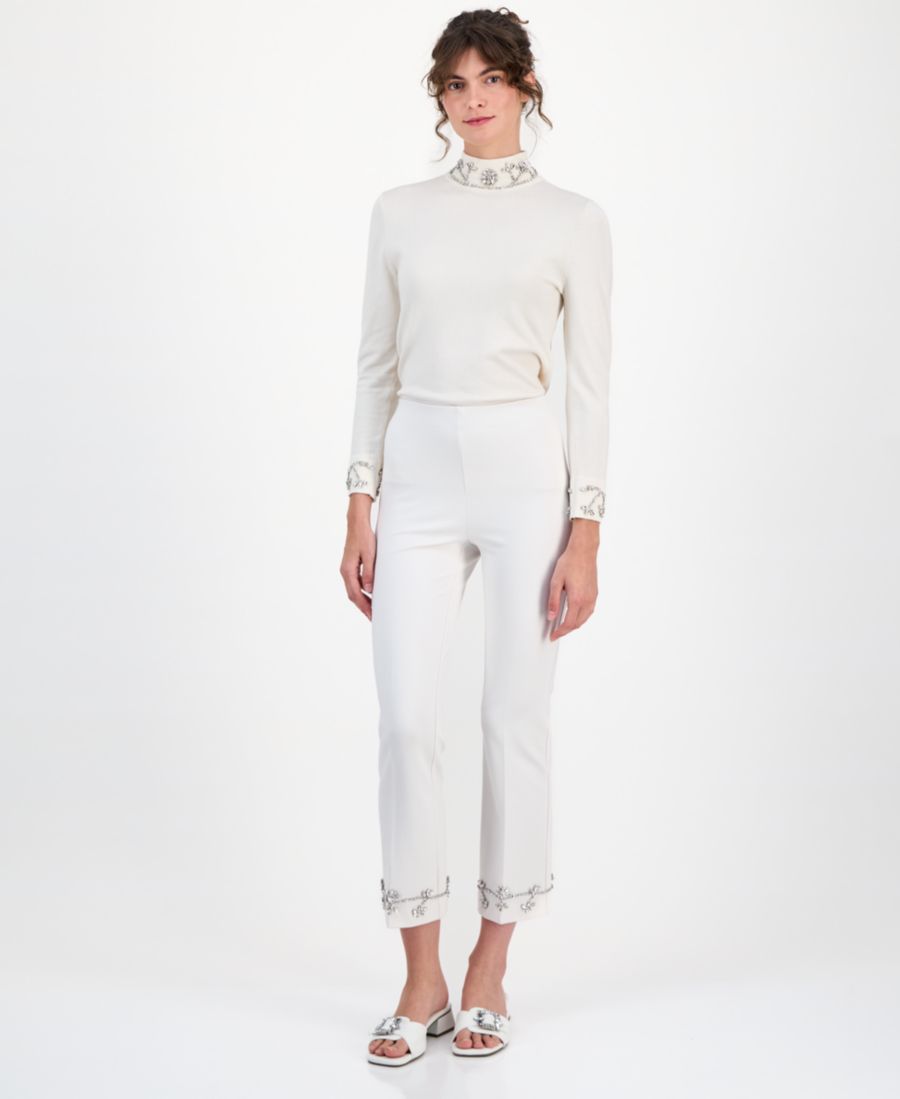

Женские брюки-клеш с декором Anne Klein, White Dove