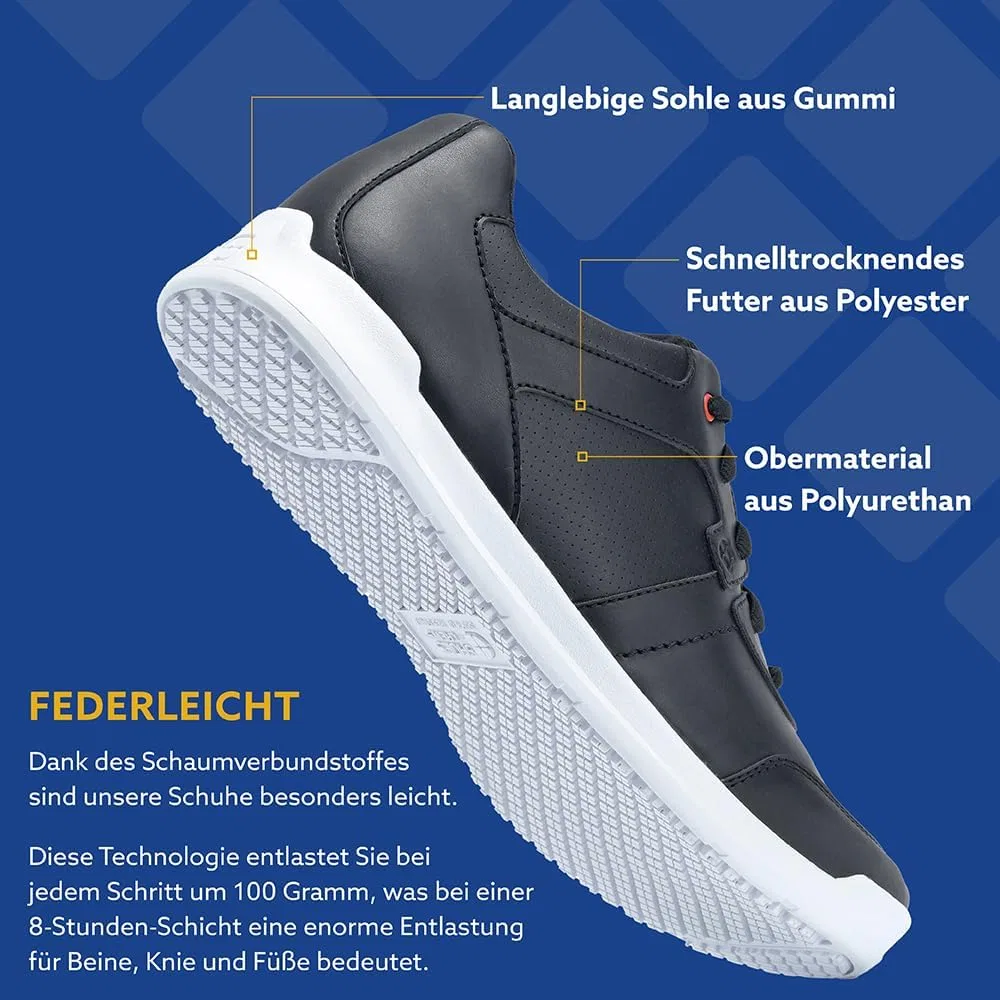 Мужские рабочие кроссовки Shoes for Crews с нескользящей подошвой - легкие, водостойкие, идеально подходят для предприятий общественного питания и кухонь, для официантов и поваров, розничной торговли - Freestyle II, Black White — фото 3