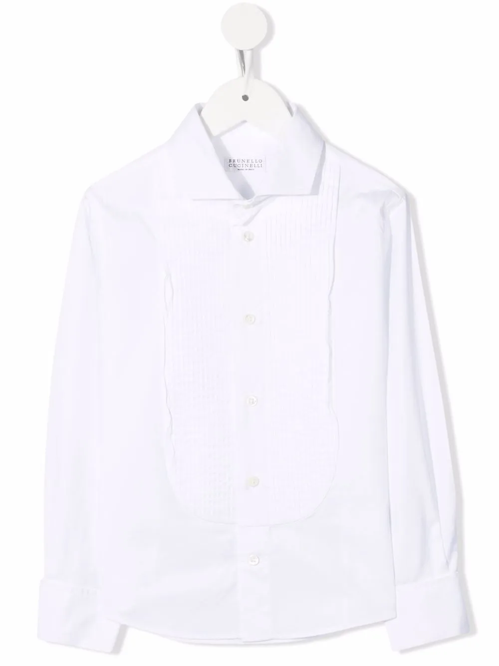 

Рубашка в рубчик на пуговицах Brunello Cucinelli Kids, белый