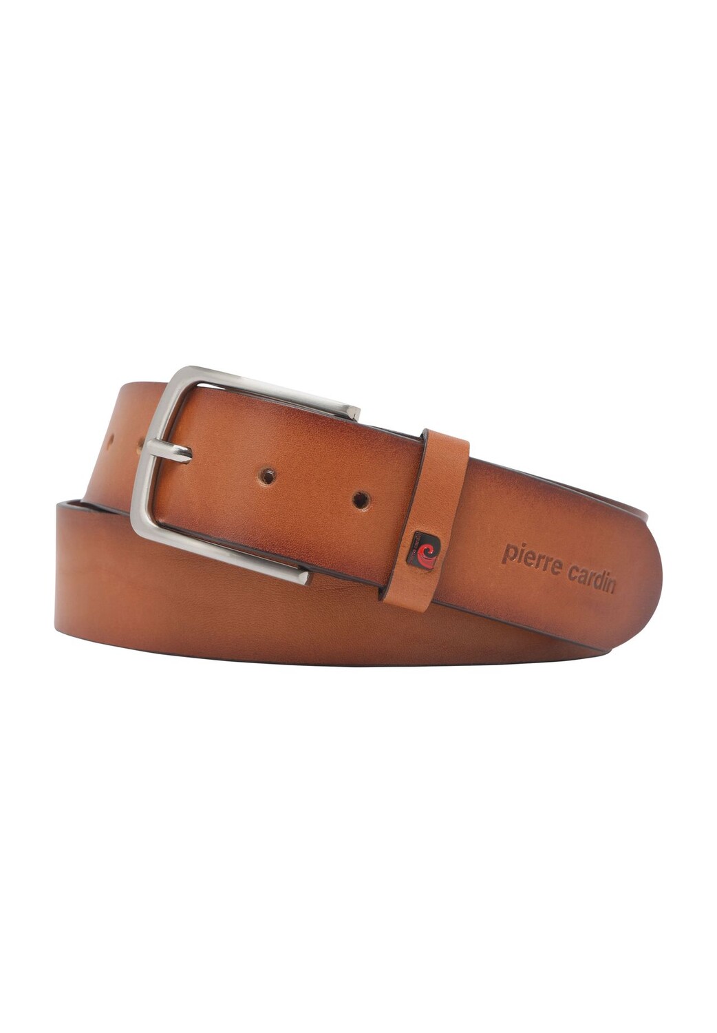 

Кожаный ремень, пряжка, логотип, мужской pierre cardin, цвет Cognac