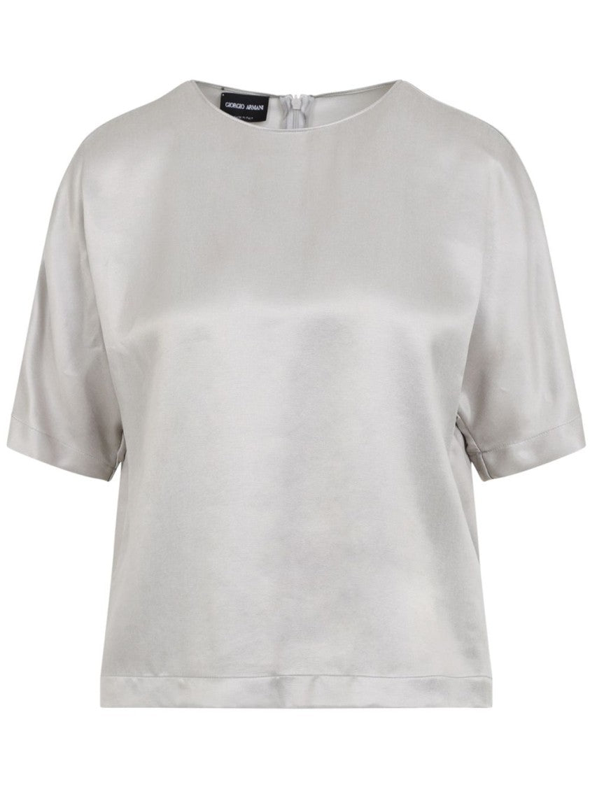 

Пепельно-серая рубашка с незаметной задней застежкой-молнией Giorgio Armani, серый