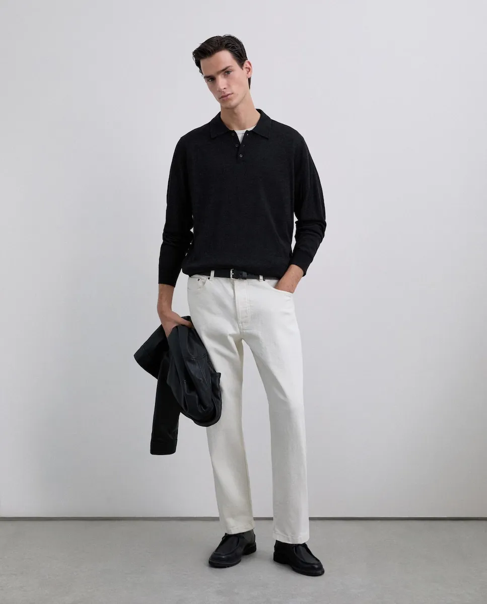 

Мужской шерстяной джемпер с воротником-поло Scalpers, черный