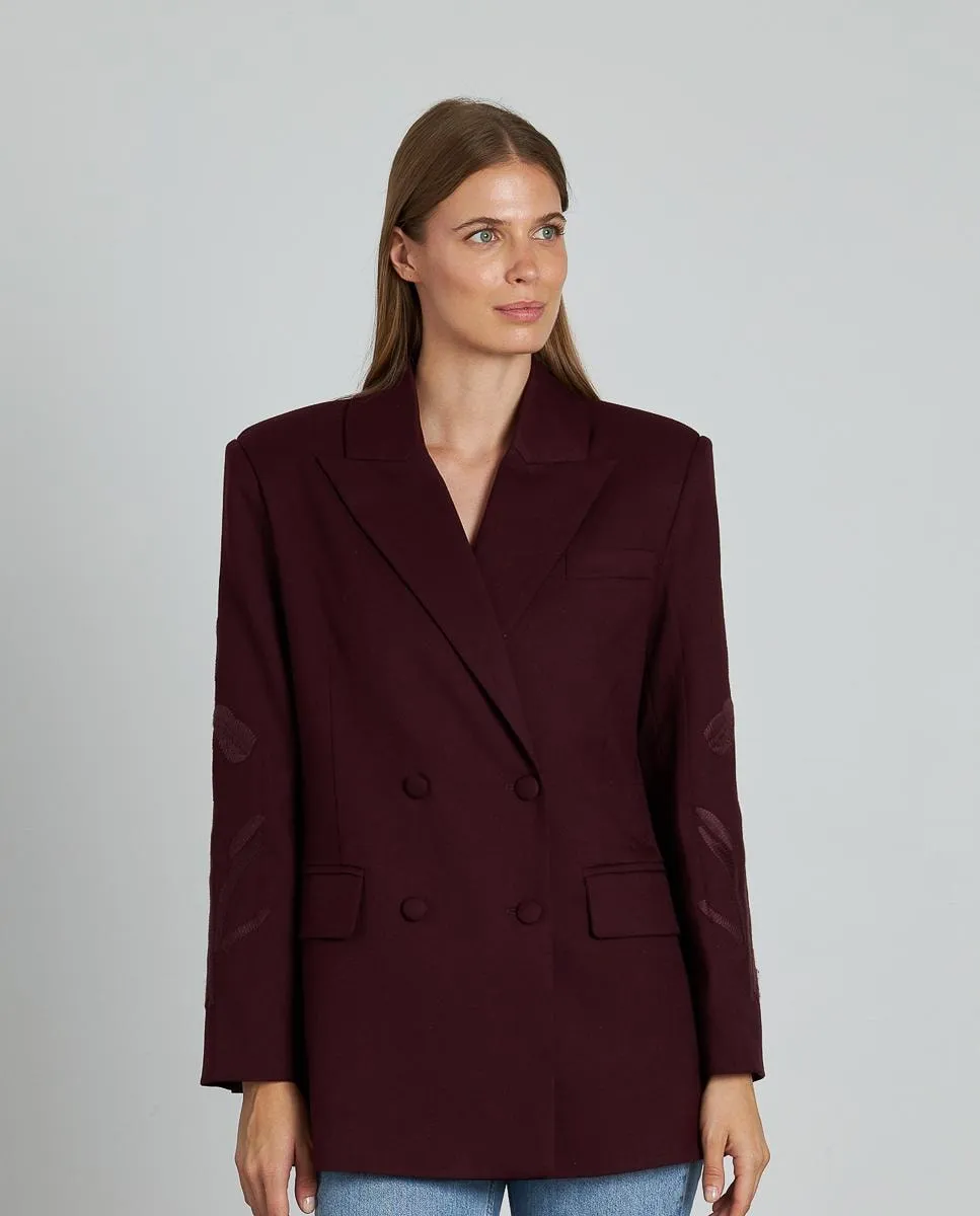 

Женский блейзер с деталями на рукавах и передними карманами Alma en Pena, бордовый